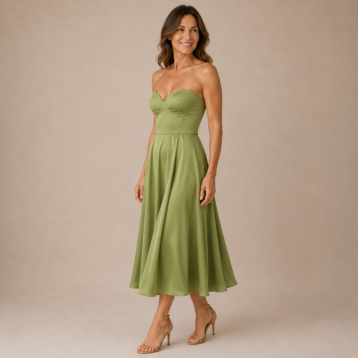 Beatrice - Midi Dress with Corset and Satin Skirt