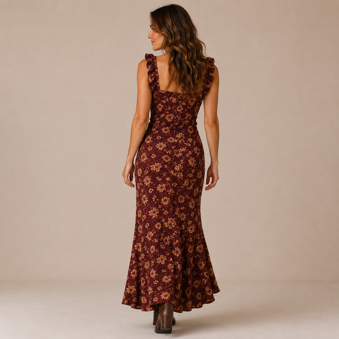 Amaia - Dress with Pleats and Ruffles on the Straps