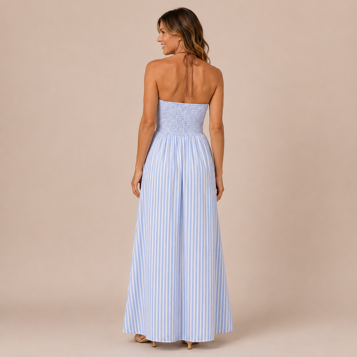 Lousia - Dress with Thin Straps and Cutout at the Waist with Stripes
