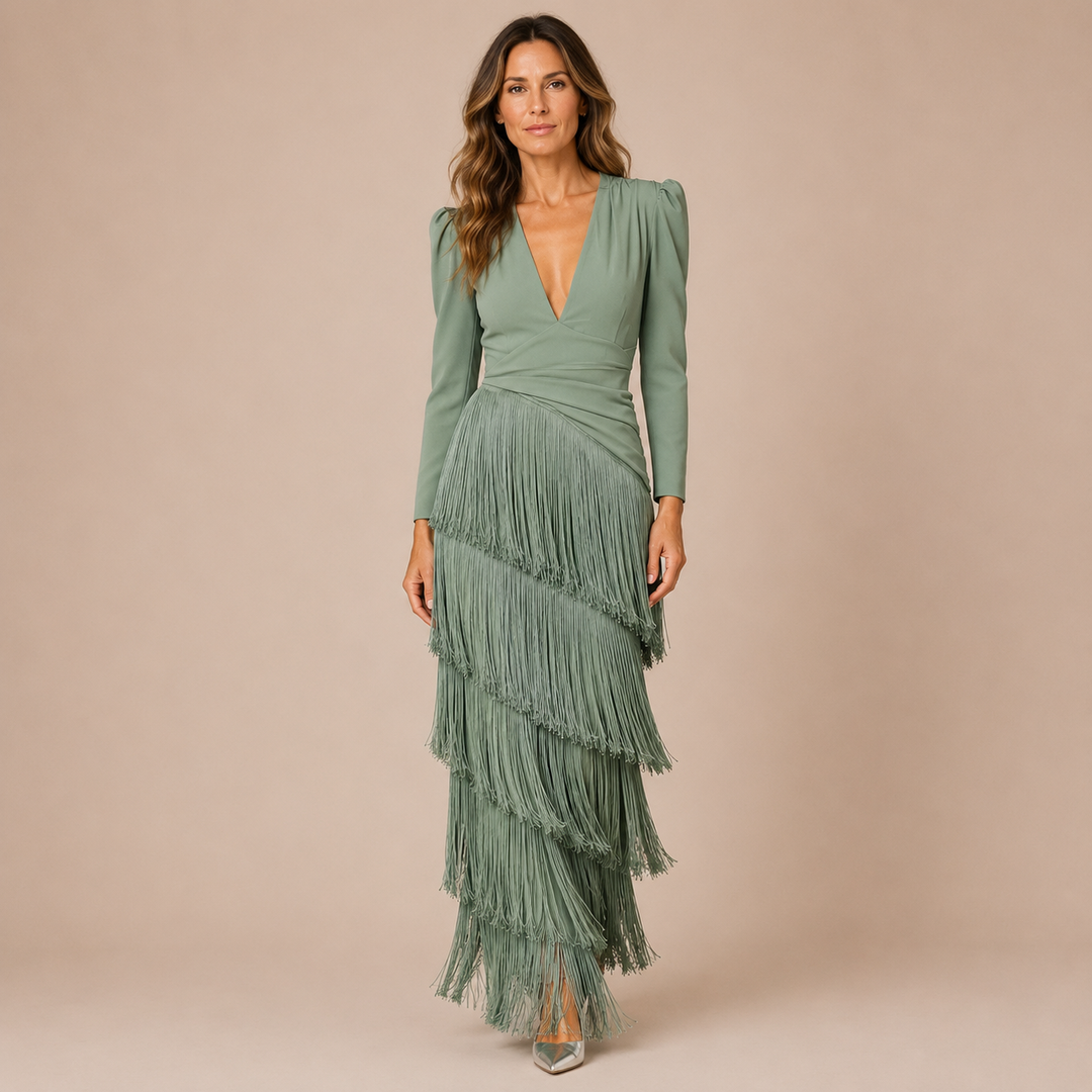 Aitana - Long Dress with Bold Shoulders