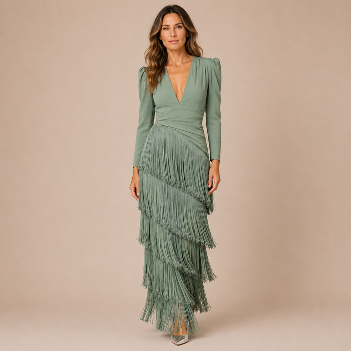 Aitana - Long Dress with Bold Shoulders