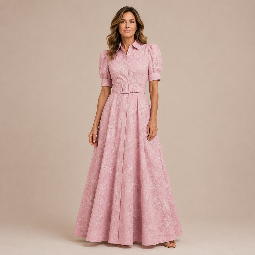 Marina - Shirt Dress with Puff Sleeves and Belt at the Waist