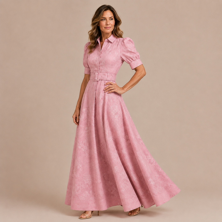 Marina - Shirt Dress with Puff Sleeves and Belt at the Waist