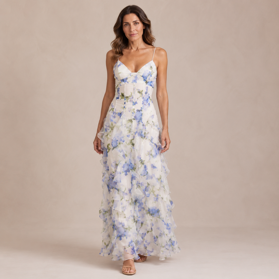 Nerea - Dress with Thin Straps, Corset and Flared Skirt