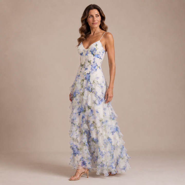 Nerea - Dress with Thin Straps, Corset and Flared Skirt
