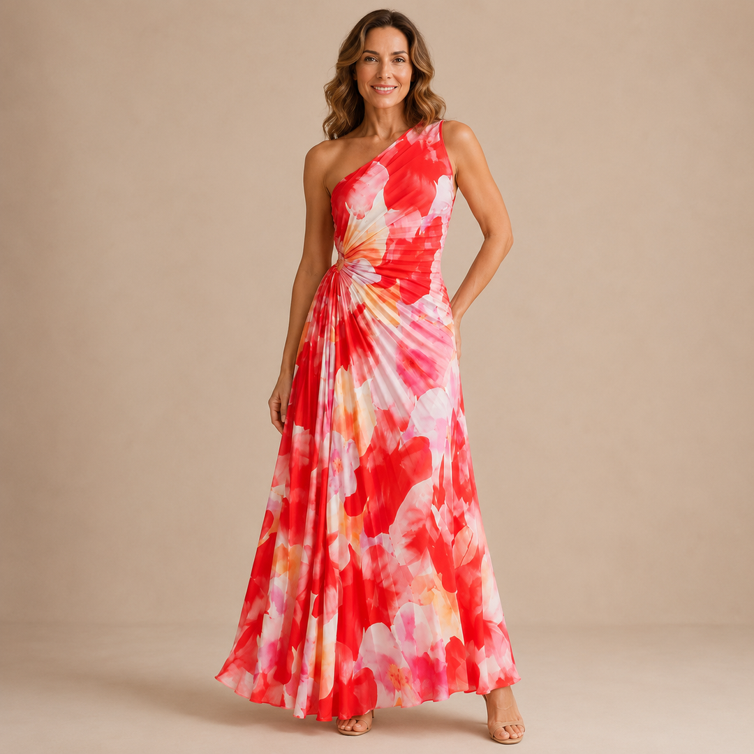 Valeria - Asymmetrical One-Shoulder Dress with Curved Seam