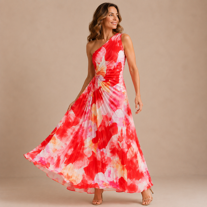 Valeria - Asymmetrical One-Shoulder Dress with Curved Seam