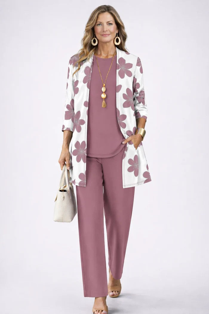 Three-Piece Outfit: Long Top and Trousers Set