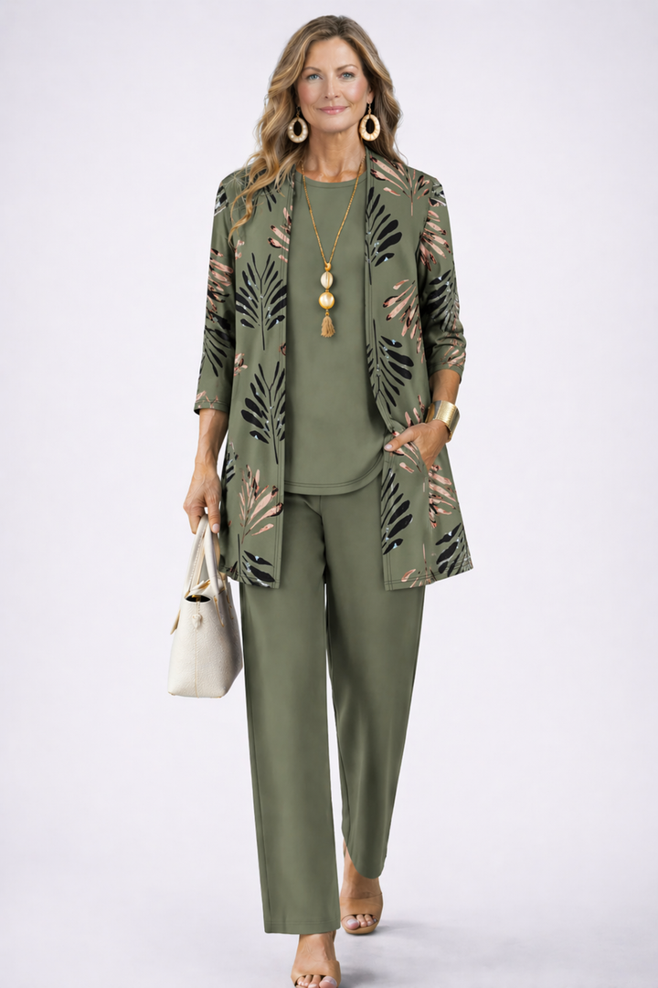 Three-Piece Outfit: Long Top and Trousers Set