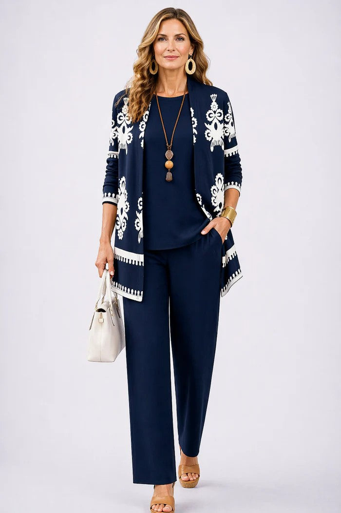 Three-Piece Outfit: Long Top and Trousers Set