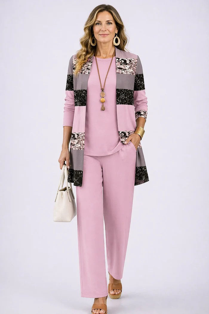 Three-Piece Outfit: Long Top and Trousers Set