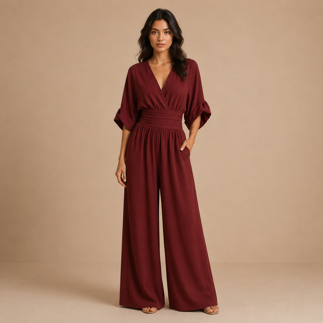 Lydia - Elegant One-Piece Dress with V Neckline
