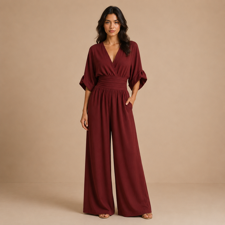 Lydia - Elegant One-Piece Dress with V Neckline