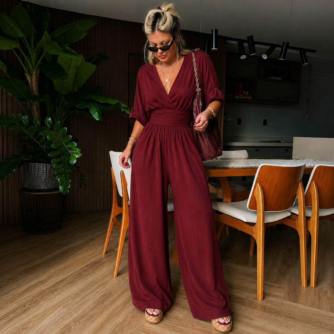 Lydia - Elegant One-Piece Dress with V Neckline