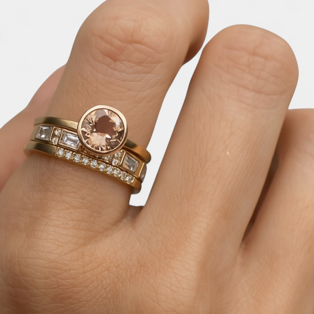 Thalia - Ring Set with Crystal Details and Golden Touches