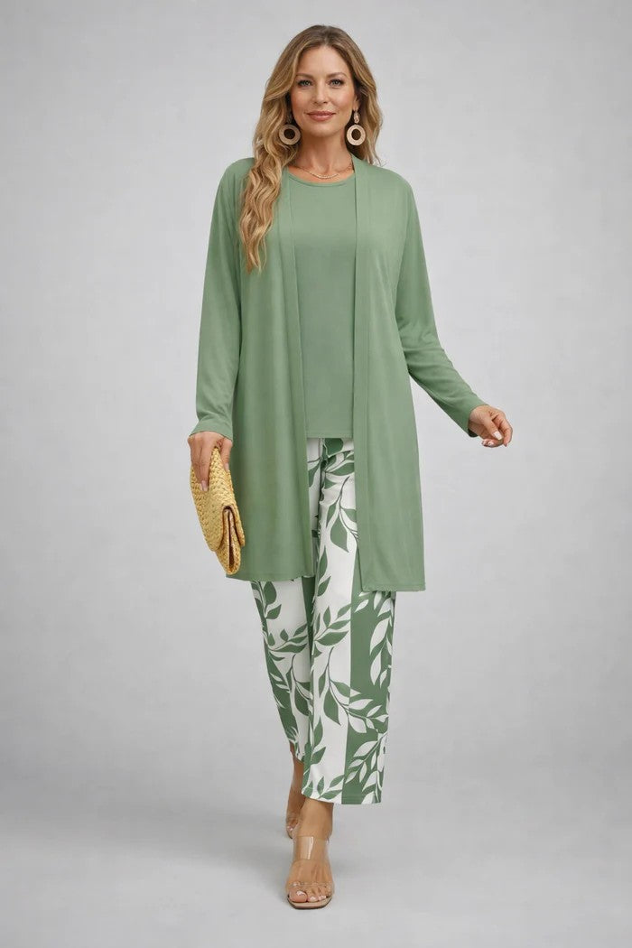 Three-Piece Outfit: Long Top and Trousers Set