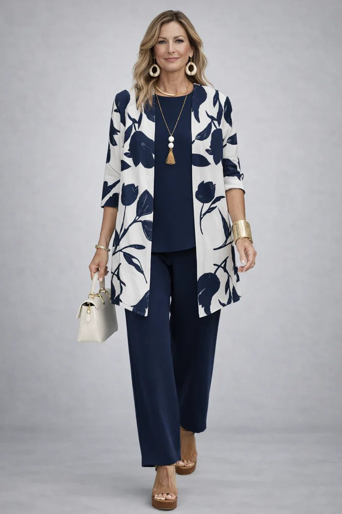 Three-Piece Outfit: Long Top and Trousers Set