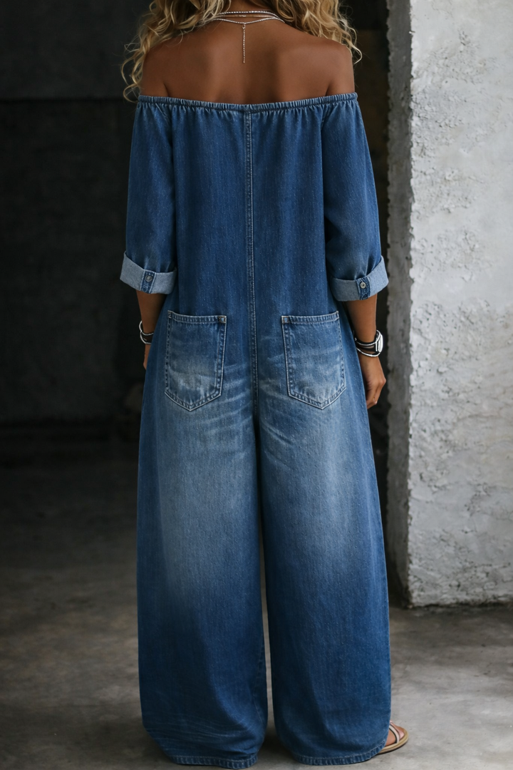 Helena - Long Sleeve Jumpsuit Featuring Exposed Shoulders