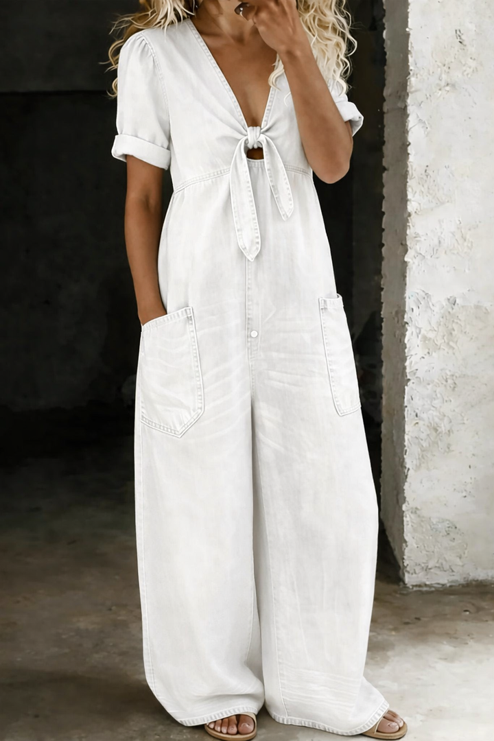 Olga - V-Neck Short Sleeve Jumpsuit