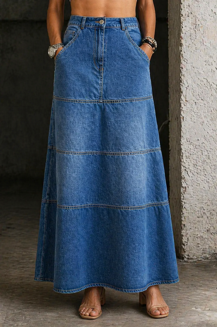 Maria - Classic Mid-Length Denim Skirt