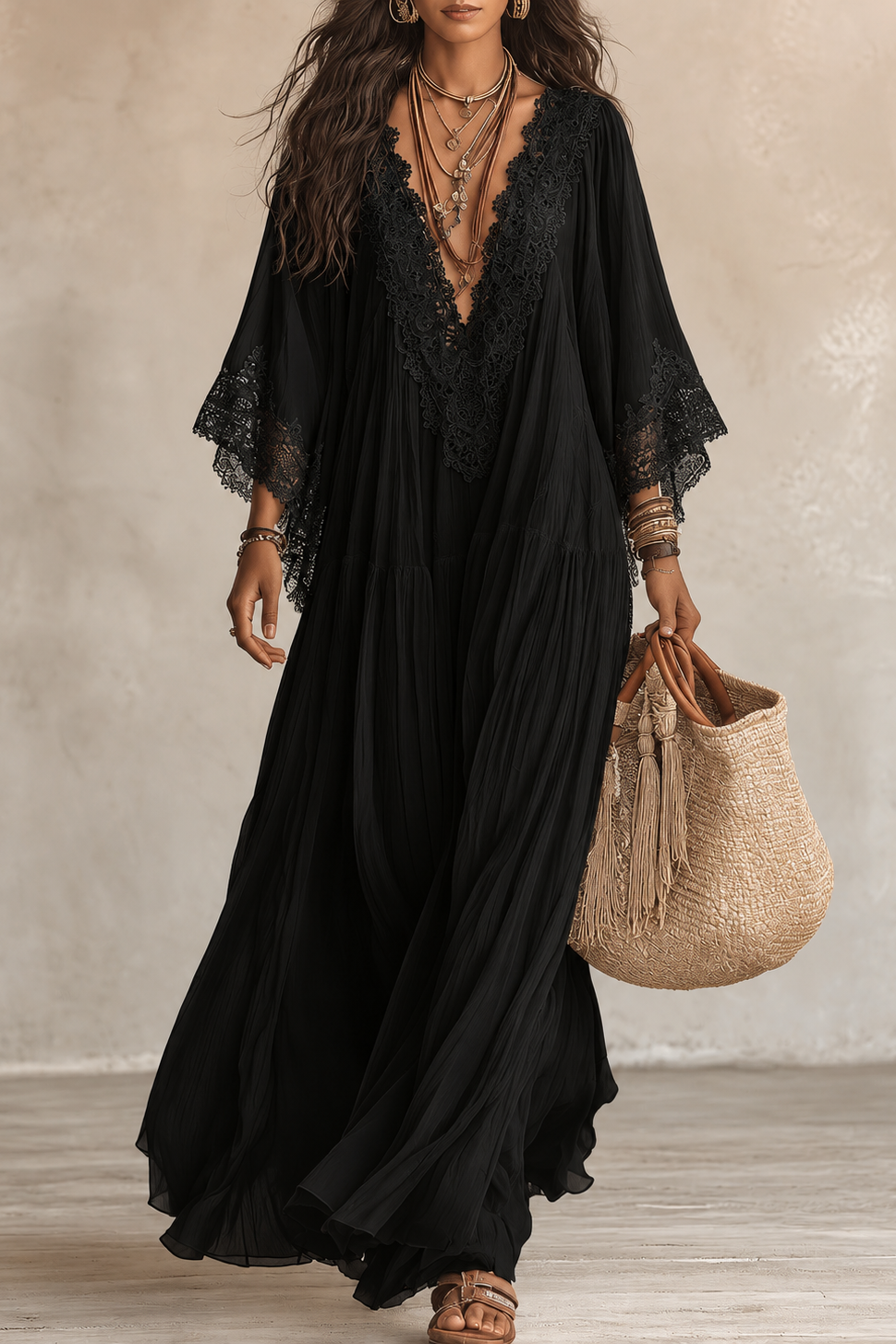 Teodóra | Batwing Sleeve Maxi Dress