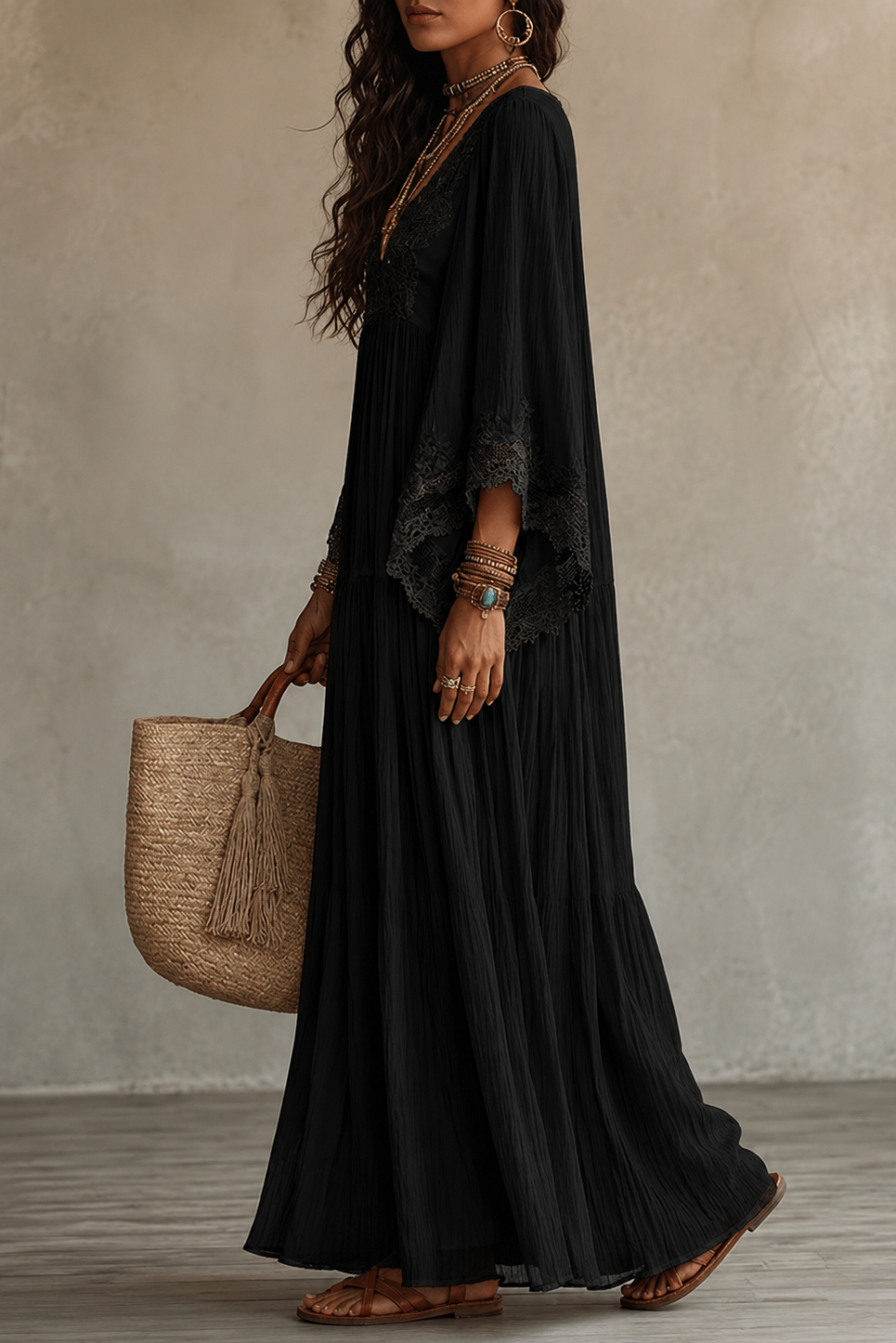 Teodóra | Batwing Sleeve Maxi Dress