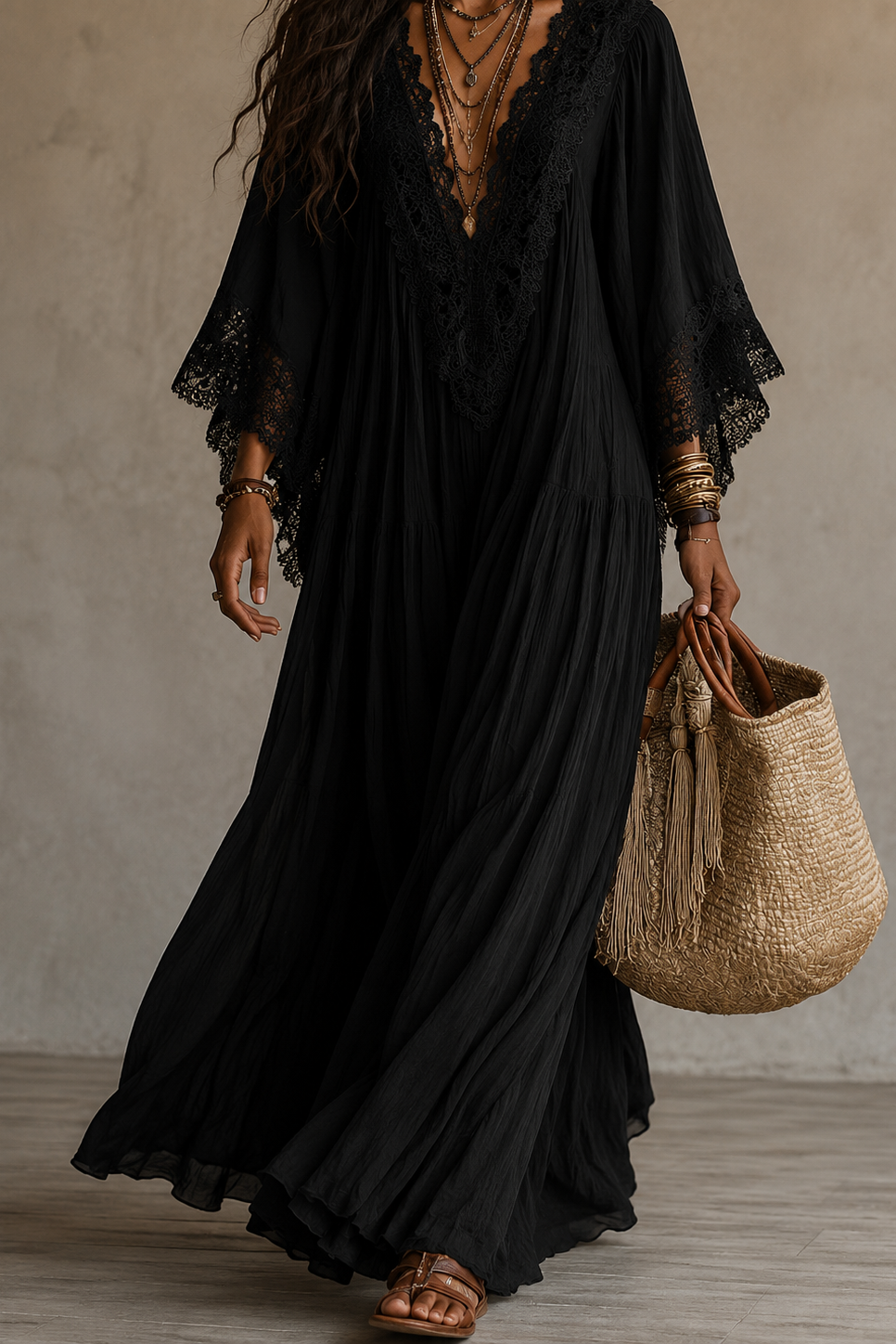 Teodóra | Batwing Sleeve Maxi Dress