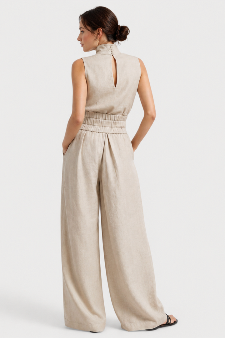 Luba | Relaxed Ensemble with Sleeveless Blouse and Wide-Leg Trousers