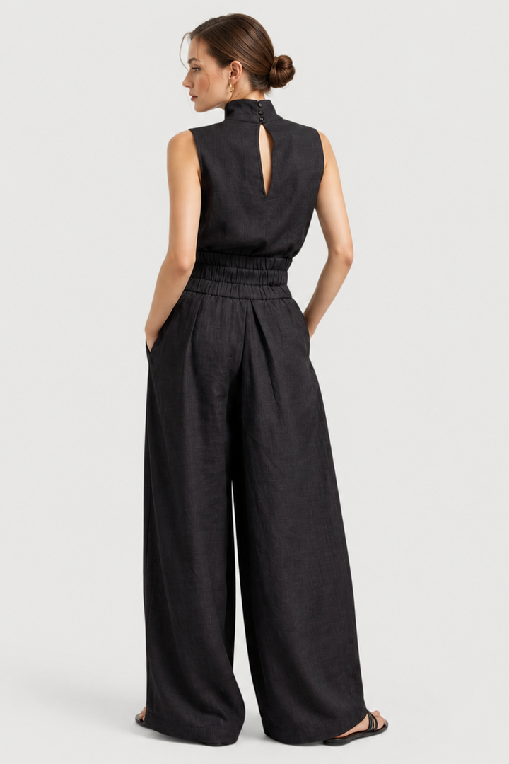 Luba | Relaxed Ensemble with Sleeveless Blouse and Wide-Leg Trousers
