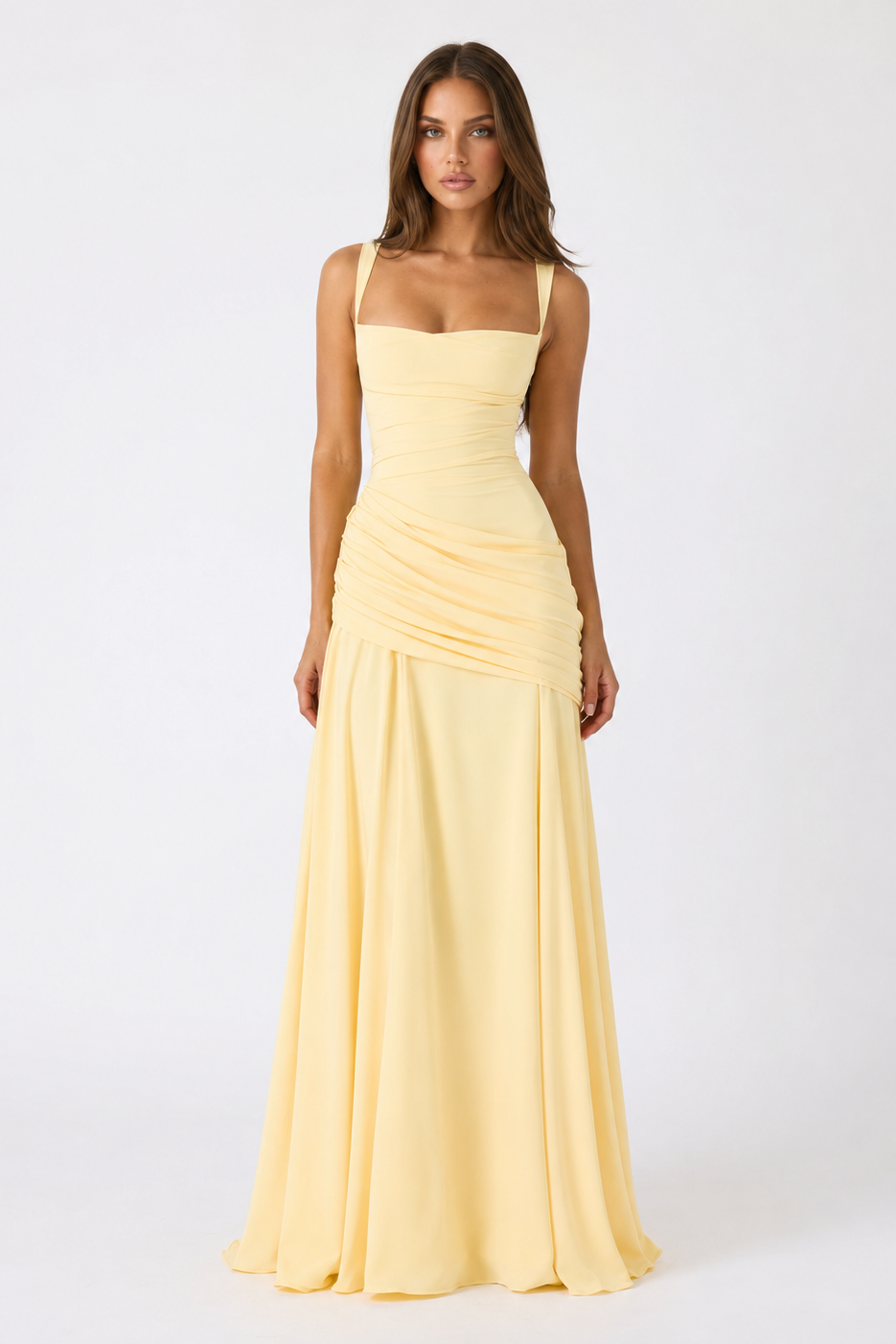 Vera | Maxi Dress Featuring a Gathered Square Neckline