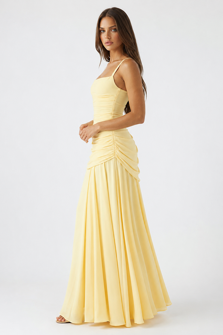 Vera | Maxi Dress Featuring a Gathered Square Neckline