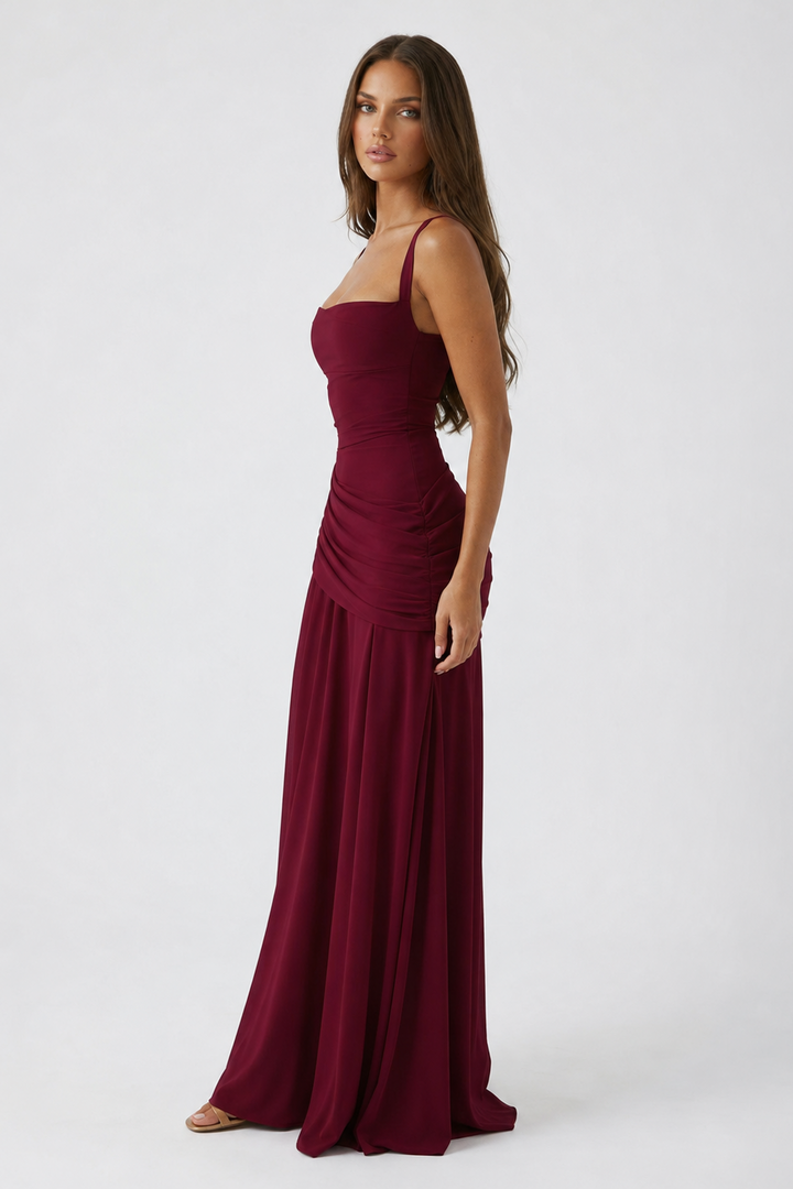 Vera | Maxi Dress Featuring a Gathered Square Neckline