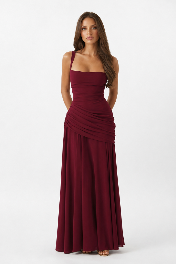 Vera | Maxi Dress Featuring a Gathered Square Neckline