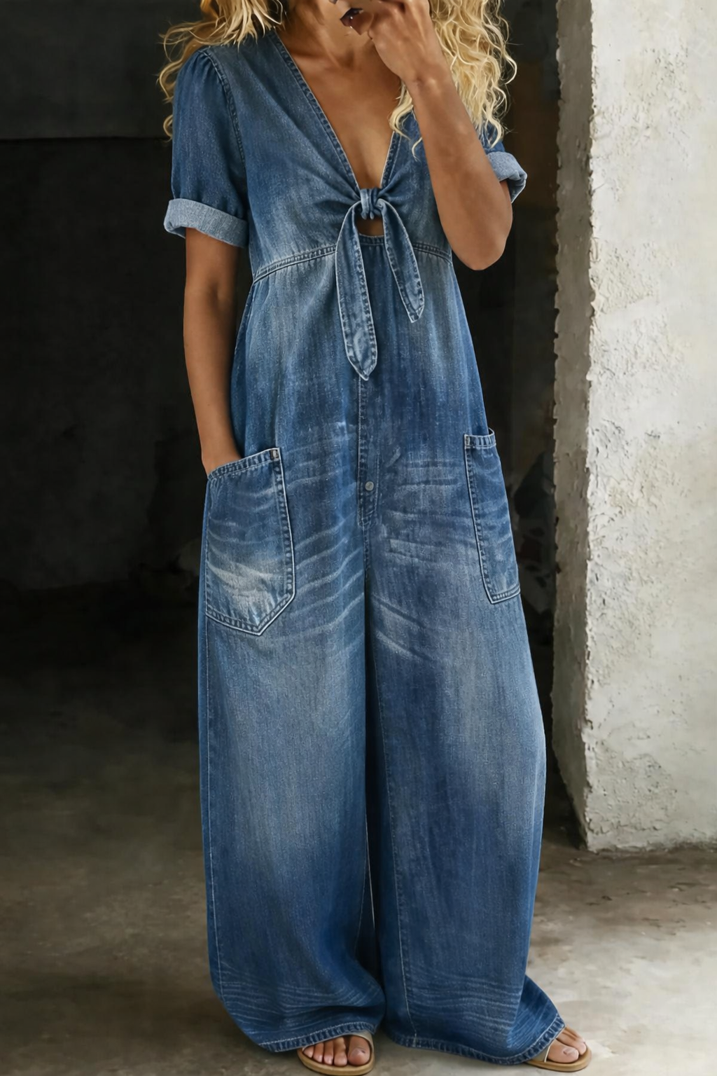 Olga - V-Neck Short Sleeve Jumpsuit