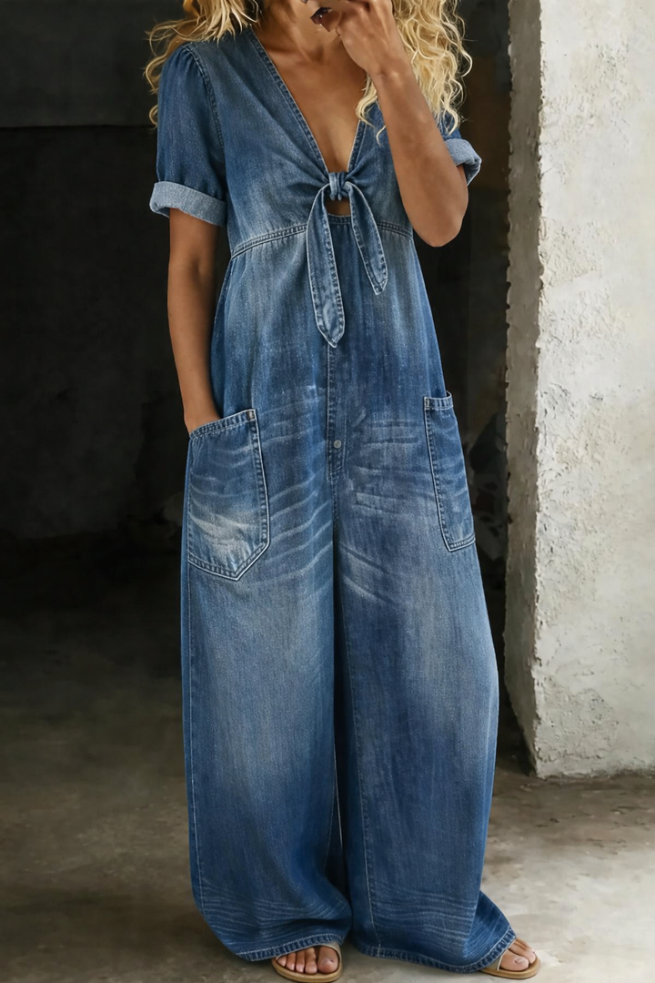 Olga - V-Neck Short Sleeve Jumpsuit