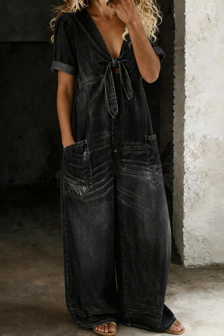 Olga - V-Neck Short Sleeve Jumpsuit