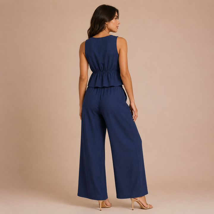 Carmela - Top with Bows and Palazzo Trousers Set