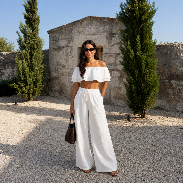 Lola - Off-Shoulder Set with Palazzo Trousers