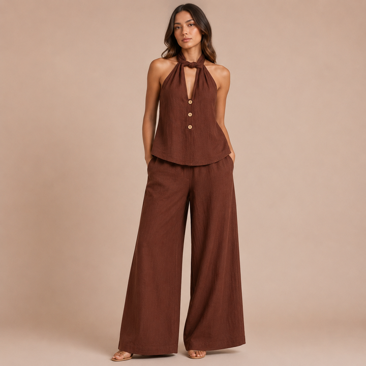 Isabelle - Set with halter top and palazzo trousers