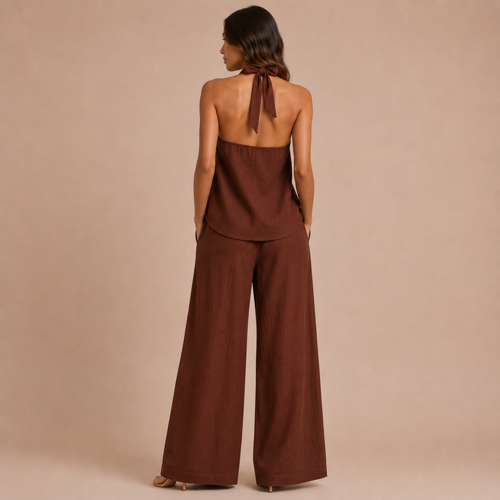 Isabelle - Set with halter top and palazzo trousers