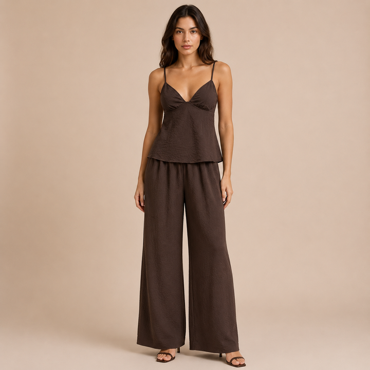 Elena - Top with Straps and Palazzo Trousers Set