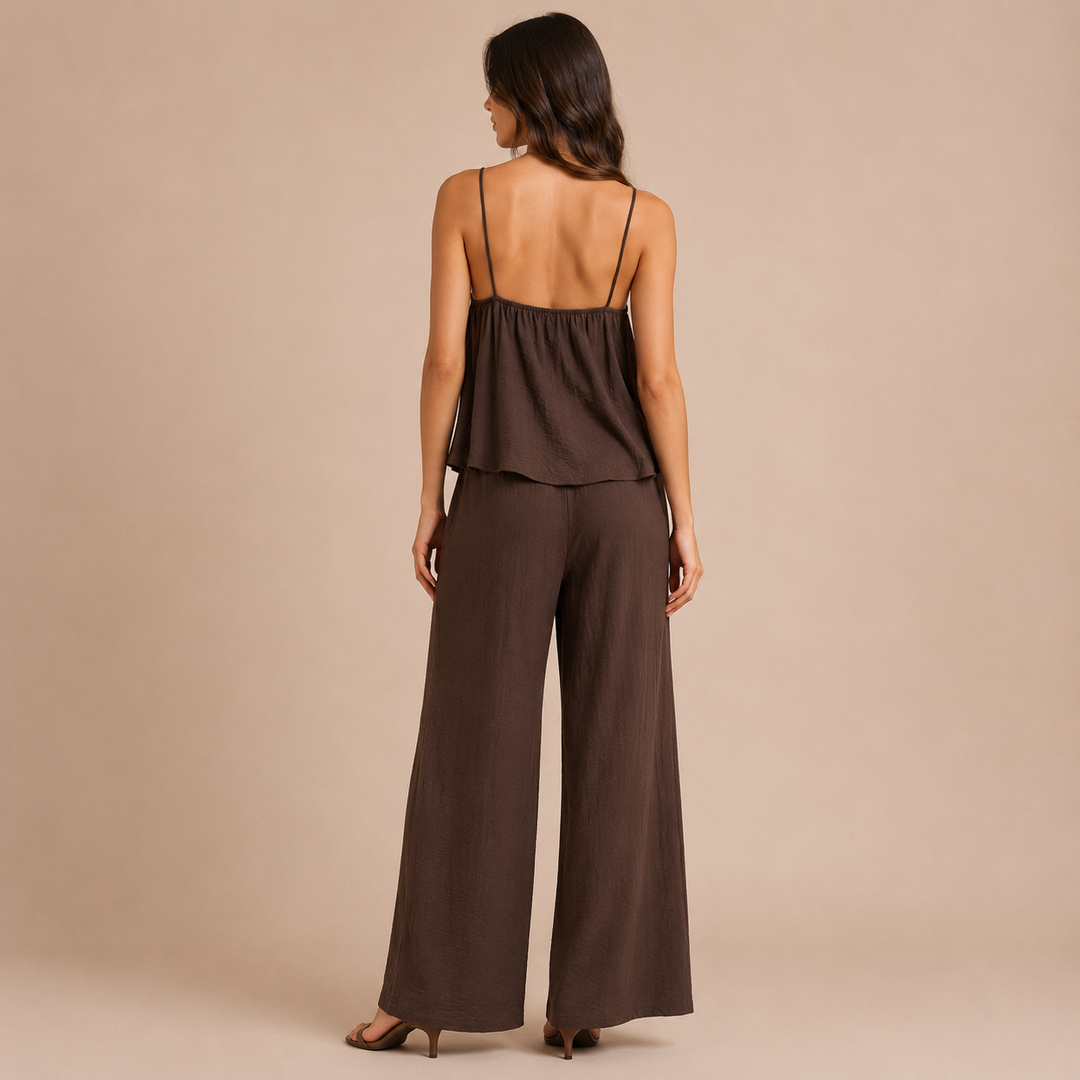 Elena - Top with Straps and Palazzo Trousers Set