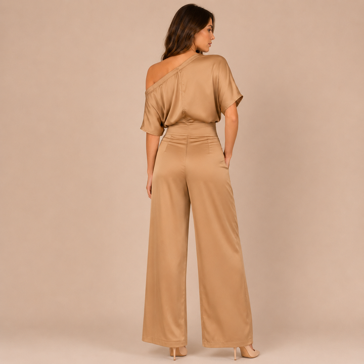 Marianna - Asymmetric One-Piece Dress with Short Sleeves and Wide Legs