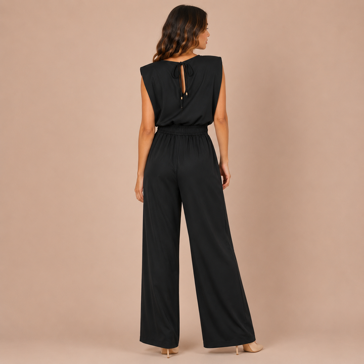 Beatrice - Sleeveless Solid Colour Dress with Sewn Collar and Gold Belt