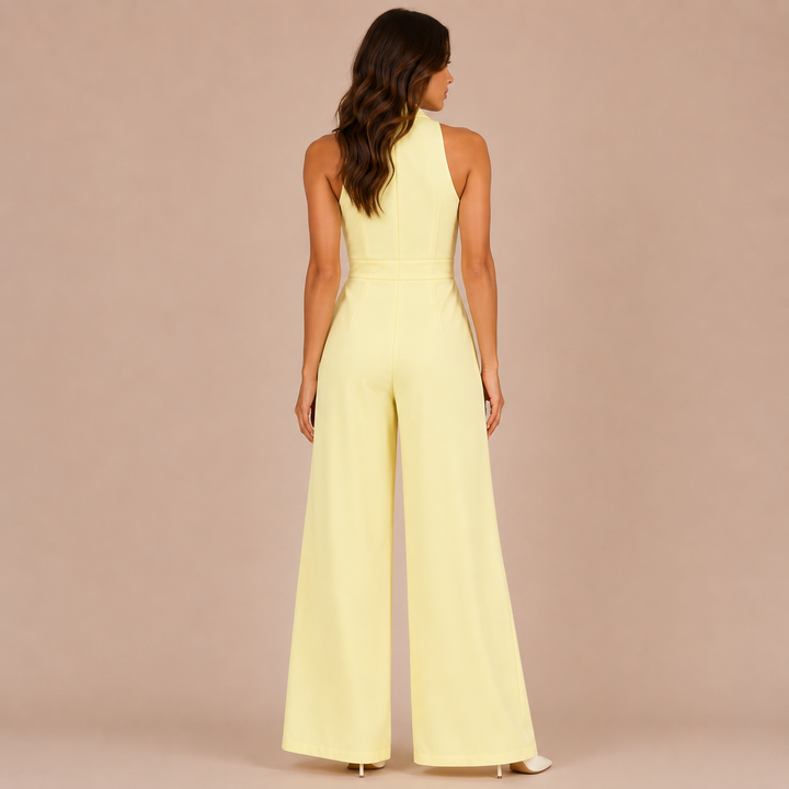 Alba - Jumpsuit with V Neckline and Bow at the Waist