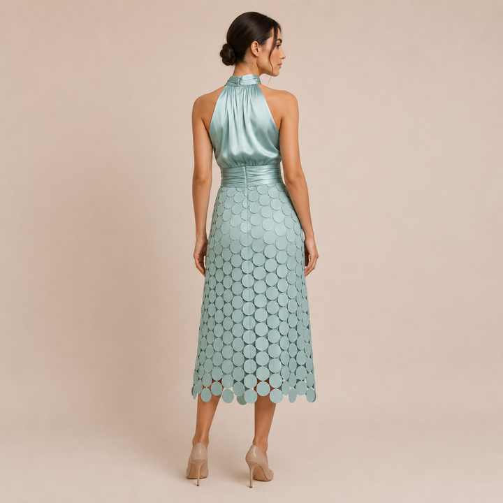 Celia - Midi dress with halter neckline and satin top