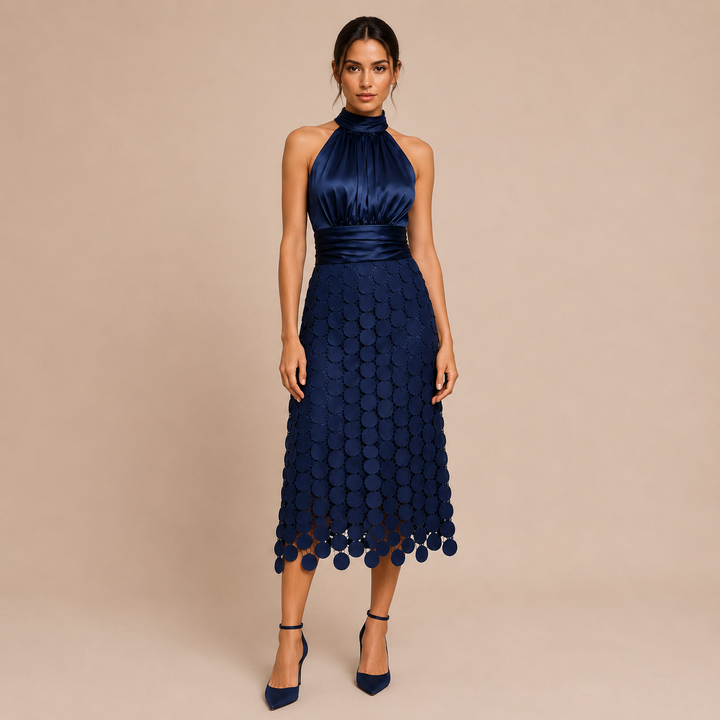 Celia - Mini dress with halter neckline and satin top