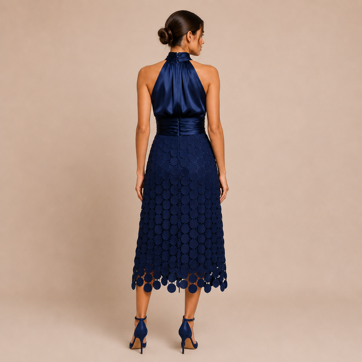 Celia - Mini dress with halter neckline and satin top