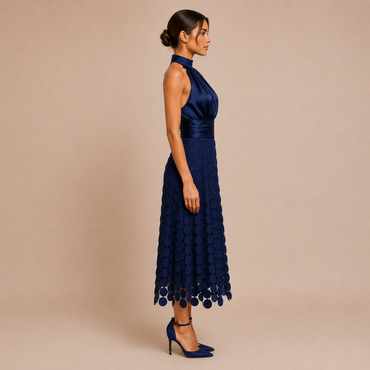 Celia - Mini dress with halter neckline and satin top