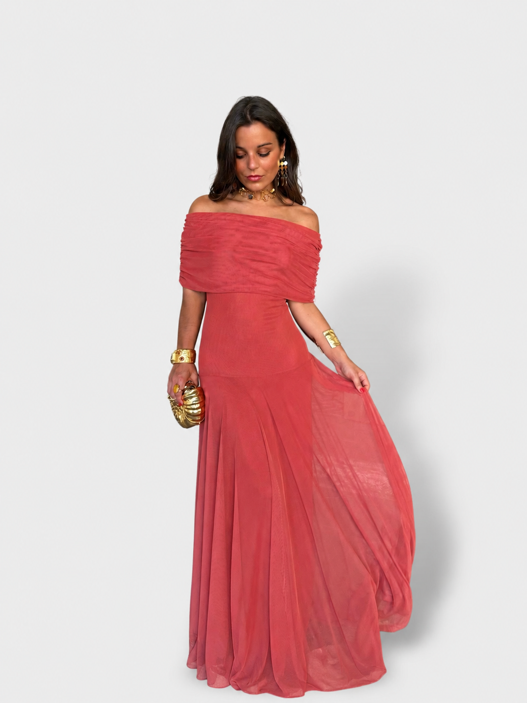 Sofia | Off-Shoulder Maxi Dress with Elegant Draping